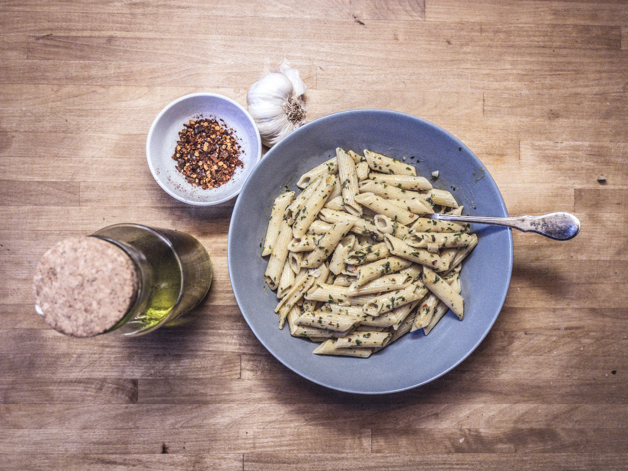 Penne Aglio, Olio e Peperoncino vegan mit Hefeflocken Rezept - Das ...